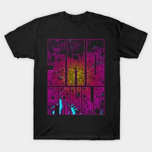 Sao Paulo, Brazil City Map Typography - Neon T-Shirt